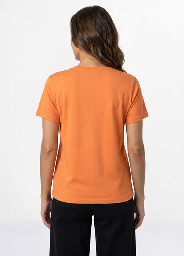 T-shirt col rond broderie Ciao et coeur Orange