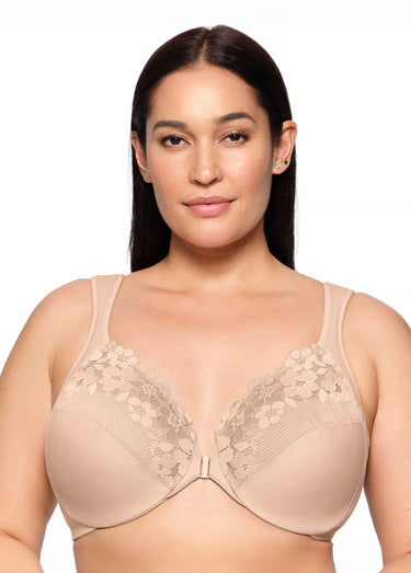 Soutien-gorge WonderWire en Coton à Armatures et Fermeture Frontale, Spécial Grandes Tailles n°1241 Chair