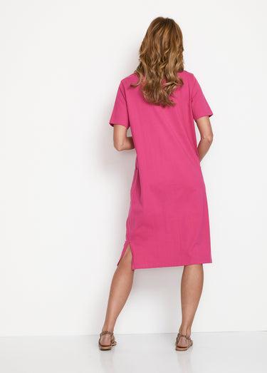 Robe de plage courte coton Fuchsia