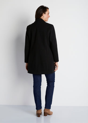 Manteau col tailleur aspect lainage Noir