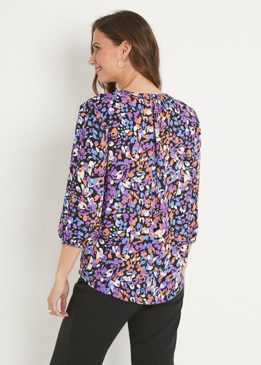 Tunique boutonnée ample longue Violet