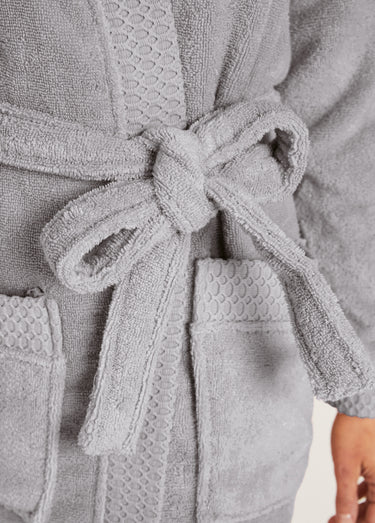 Peignoir éponge pur coton forme kimono Gris