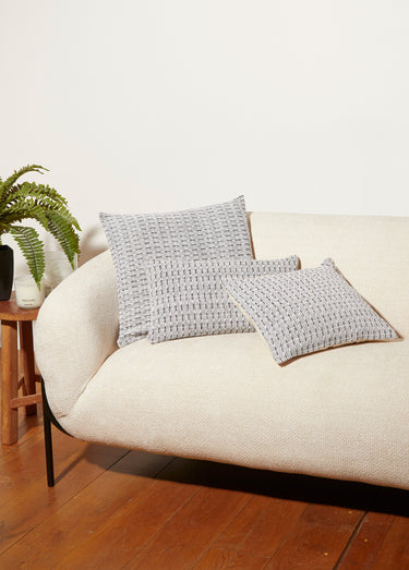 Housse coussin tissée 50x50cm, rectangles Blanc / Noir