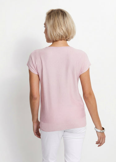 Pull maille scintillante manches kimono Rose