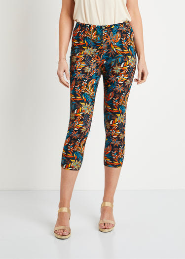 Legging court coton taille élastiquée Imp Fond Noir