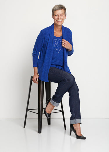 T-shirt tunique 2 en 1 strass manches longues Bleu