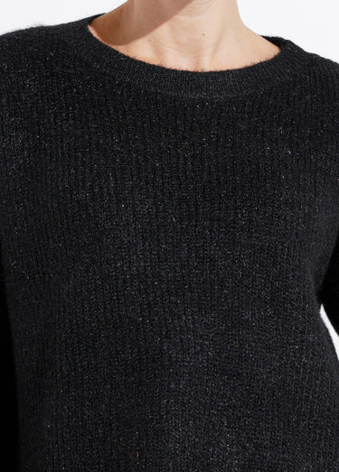 Pull maille mousseuse encolure bateau Noir