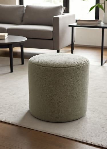 Pouf déco rond en maille bouclette Vert