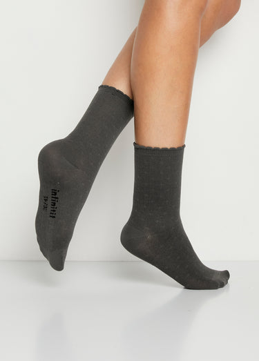 Chaussettes fines motifs ton sur ton Ass Noir/Gris Lot 2