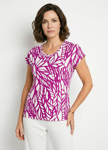 T-shirt court motif graphique Cassis/Blanc