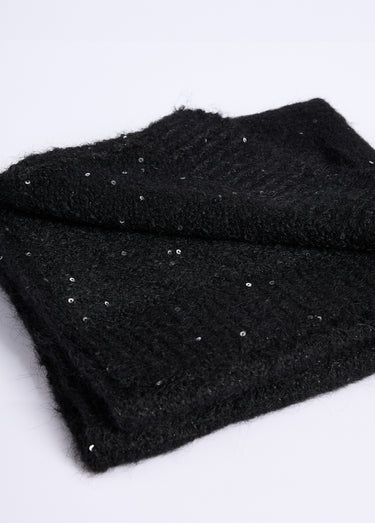 Echarpe chaud maille brillante à sequins Noir