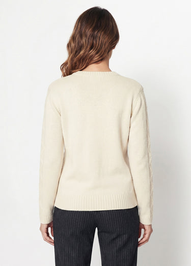 Gilet zippé uni mi-long maille épaisse Ecru