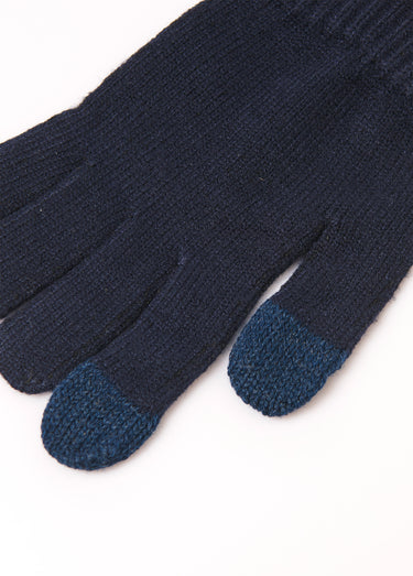 Gants tactiles maille bord côtes Bleu
