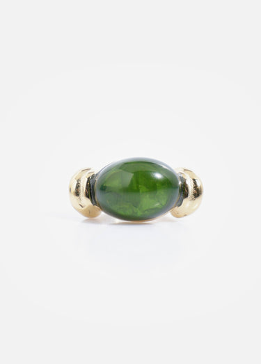 Bague perle colorée, acier inoxydable Dore/Vert