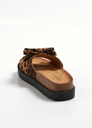 Mules suédine anatomiques nœud fantaisie Leopard