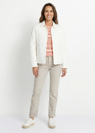 Veste courte matelassée pressionnée Ecru