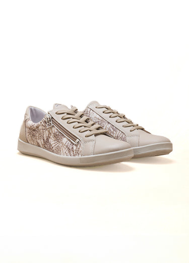 Baskets cuir zippées grande largeur Imprime Beige