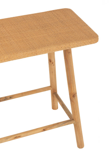Console en bois, plateau fibres tressées Naturel