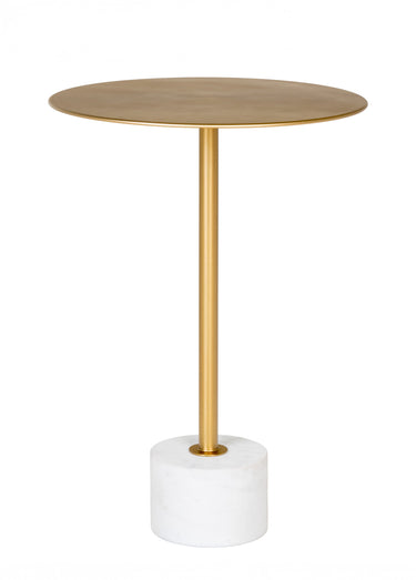 Table d'appoint haute, laiton et marbre Blanc / Laiton