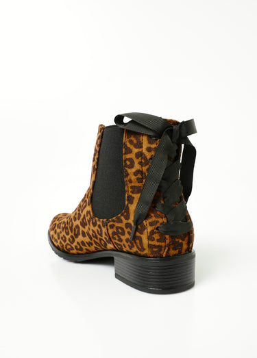 Boots Chelsea talon fantaisie avec nœud Leopard