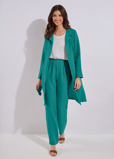 Pantalon fluide taille élastiquée Emeraude