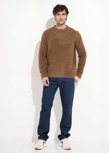 Pull col rond chaud avec de la laine Marron