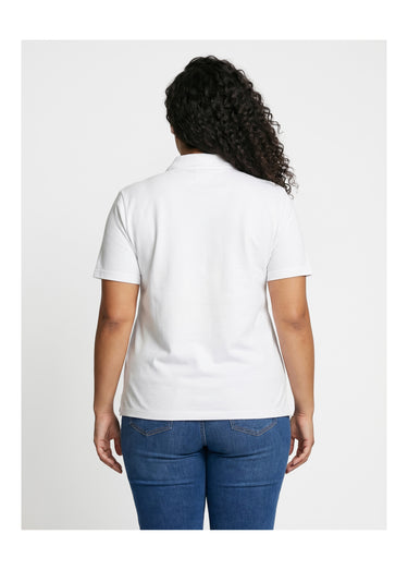 T-shirt maille piquée coton col polo Blanc