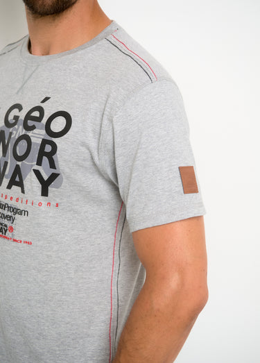 T-shirt homme col rond et inscriptions Gris