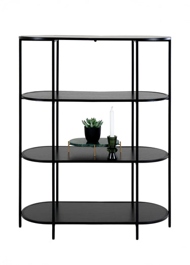 Etagère ovale en métal avec tablettes Noir