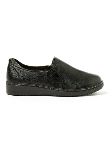 Derbies loafers confortables avec zip Noir