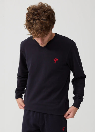 Sweat molletonné col rond manches longues Marine