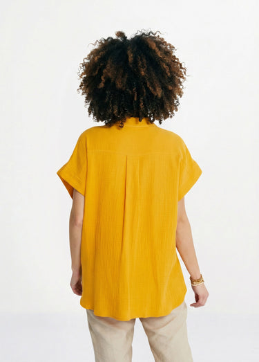 Tunique longue ample coton uni Jaune
