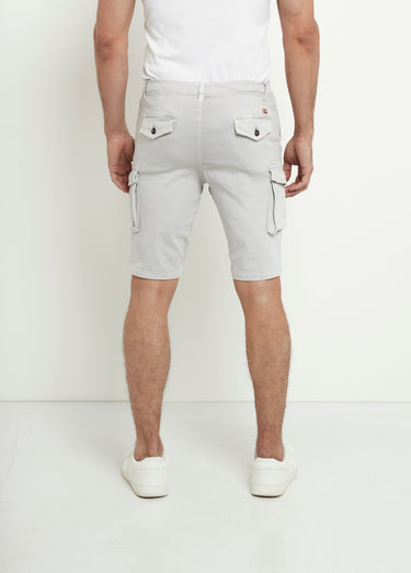 Bermuda extensible à poches côtés à rabat Gris Clair