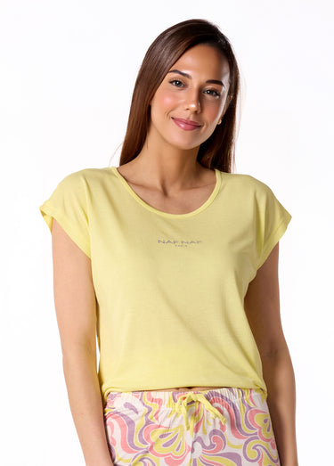 Pyjama thème pastel manches courtes Jaune