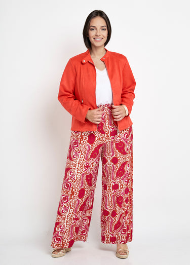 Blouson motard en suédine col montant Coquelicot