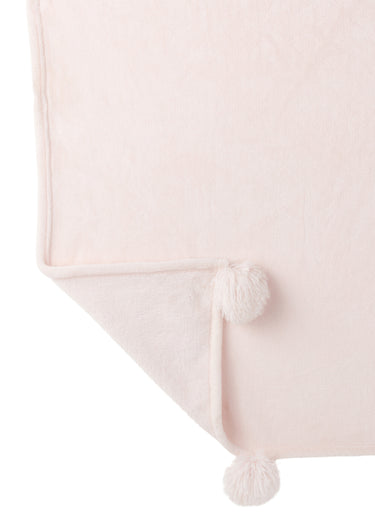 Plaid chaud à pompons en polaire Rose Clair