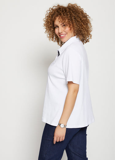 T-shirt jersey col polo manches courtes Blanc