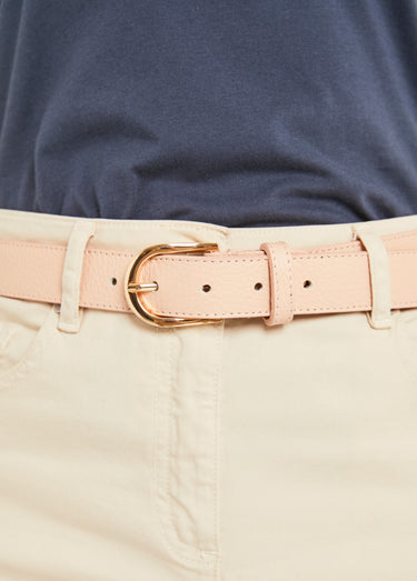 Ceinture en cuir avec boucle Rose Nude