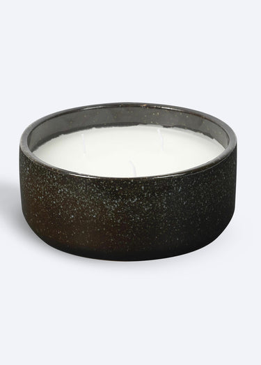 Bougie parfumée en céramique, 3 mèches Noir/Bois épicé