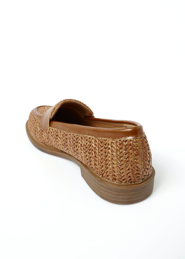 Mocassins effet natté métallisé avec patte Camel