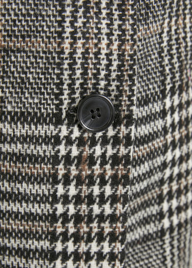 Manteau aspect lainage mi long col tailleur Carreaux Gris