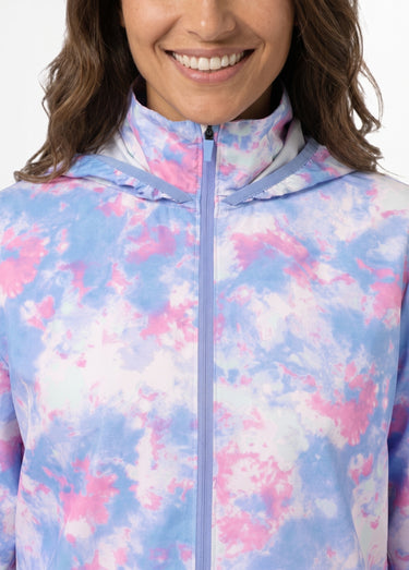 Veste coupe-vent zippée à capuche Bleu/Rose