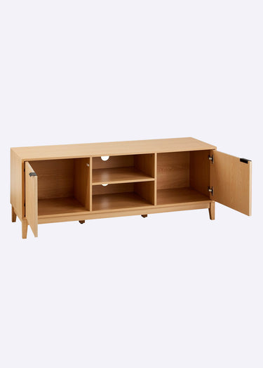 BOLOGNE Meuble TV banc, effet cannelé Bois Clair