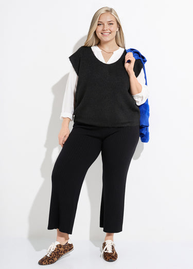 Pull sans manches chaud maille mousseuse Noir