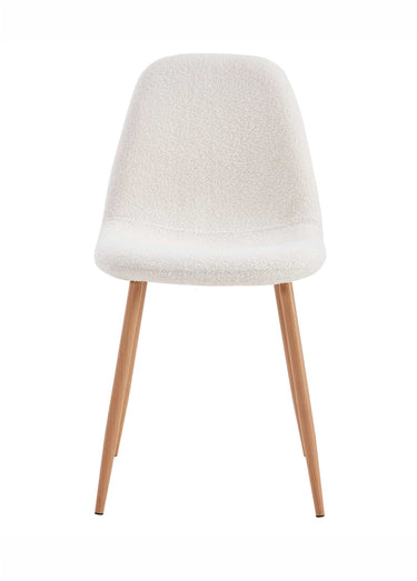 Set 4 Chaises coque bouclette, pieds compas Blanc/Marron