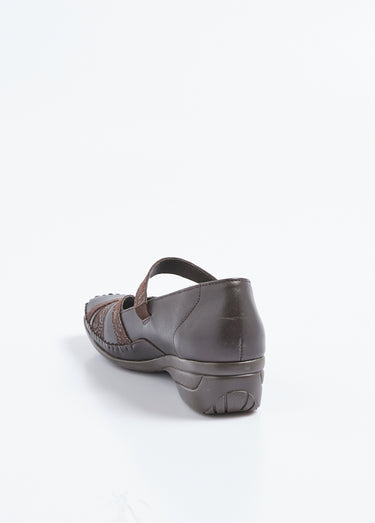 Ballerines largeur confort cuir scratchées Marron