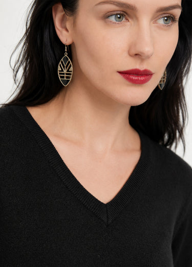 Pull doux col V manches longues Noir