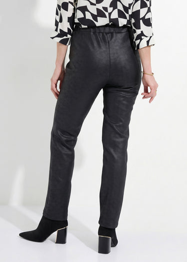 Pantalon droit enduit, semi-élastiqué Noir