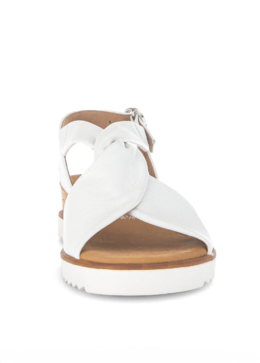 Sandales compensées cuir noué, clair Blanc