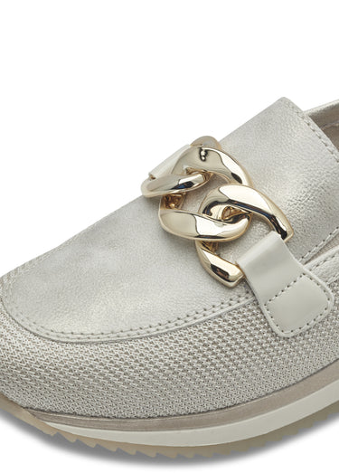 Mocassins compensés multimatières Beige Dore